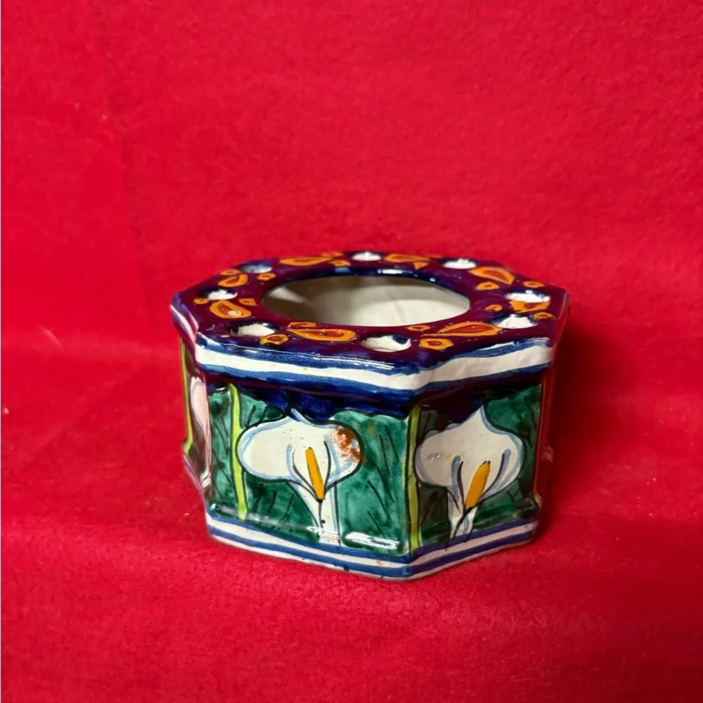 Hand-Painted Ceramic Vase with Floral Design